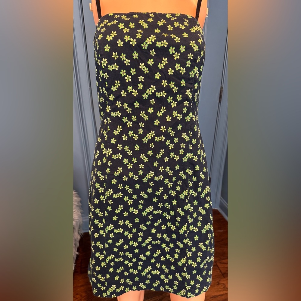 The Limited Black Floral Mini Dress Green Print Fitted Stretch Size 4 - Picture 2 of 6